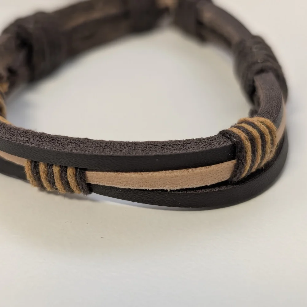 Brown and Tan Leather Bracelet